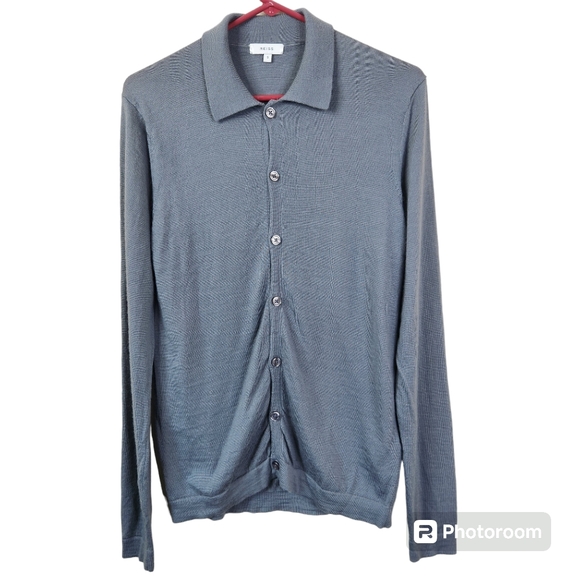 Reiss Mens Full Button 100% Wool Long Sleeve Cardigan Small - Picture 1 of 4